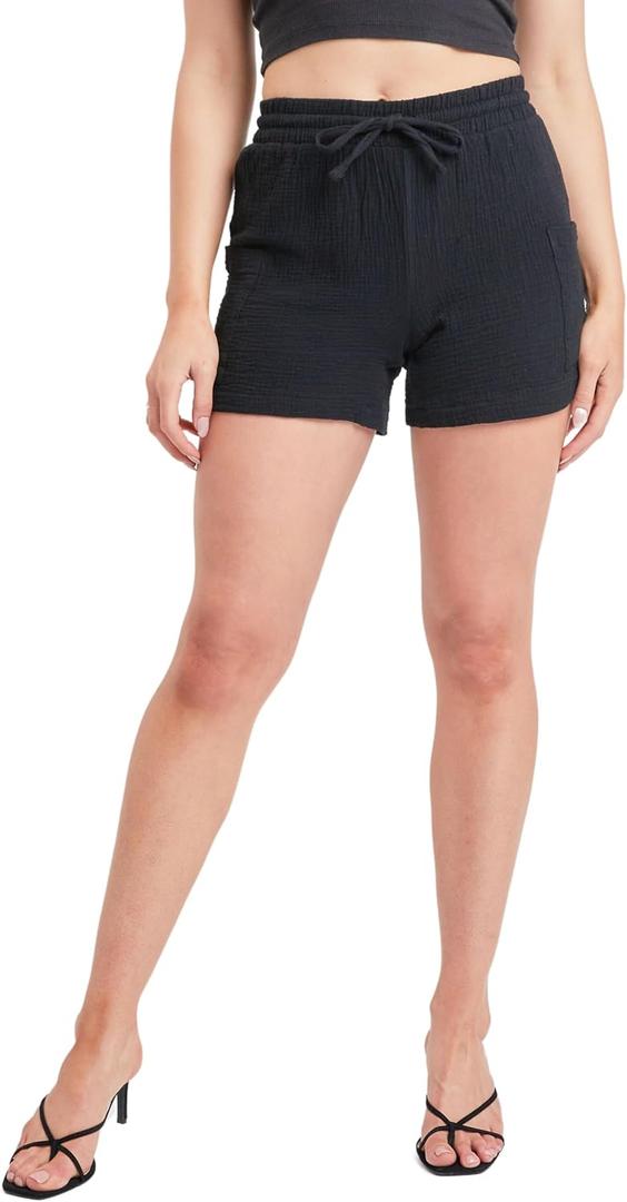 YMI Women's High Rise Gauze Shorts (Black)