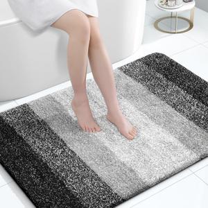 OLANLY Large Bathroom Rugs Mat 47x32, Extra Soft Absorbent Microfiber Bath Rugs, Rubber Backing, Quick Dry, Machine Washable Bath Mats for Bathroom Floor, Tub and Shower, Home Decor Accessories, Black