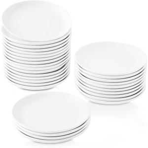 30 Piece Ceramic Appetizer Plates, 5.6 Inch Small Dessert Plates Set, White Round Plates for Bread, Butter, Snack, Lightweight Dinnerware Saucer Sets - Ivory, Oven, Microwave & Dishwasher Safe