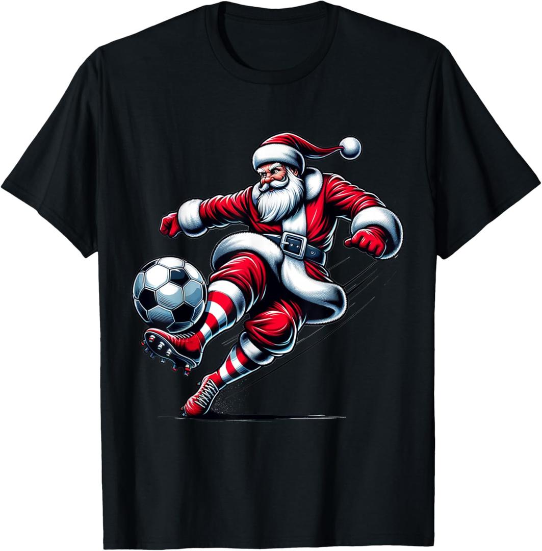 Santa Plays Soccer Christmas Sports Women Men Kids T-Shirt M