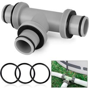 2 x Filter Pump Hose Connector, Kardeep T Joint Pool Hose Connector 1.5 to 1.5, Hose Connector Coupling for Pool Hose Adapter and Filter Pumps - 3 Interfaces