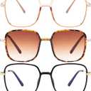 3 Pack Oversized Reading Glasses for Women Men, Large Super Light Frame Blue Light Blocking Readers Eyeglasses (Black,tortoiseshell,brown-1)