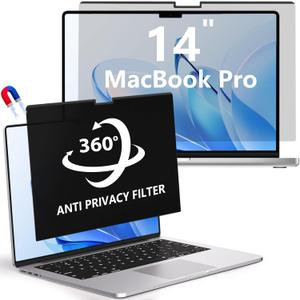 Magnetic Macbook Pro 14 Inch Privacy Screen(2021-2025, M1, M2, M3, M4, M5), Removable Anti Glare Blue Light Macbook Pro Screen Protector, 360 Anti Spy and Easy Install Shield