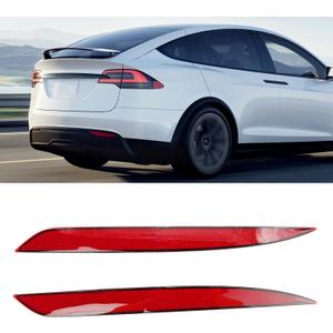 Jaronx Compatible with Tesla Mode Y Rear Bumper Reflector 2020-2023, Left & Right Rear Bumper Red Marker Lights Lens Trim, Tail Reflector Light Replacement for Model Y