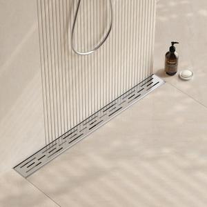 Neodrain 28 Inch Rectangular Linear Shower Drain with Brick Pattern Grate, Brushed 304 Stainless Steel Bathroom Floor Drain,Shower Floor Drain Includes Adjustable Leveling Feet, Hair Strainer