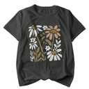 SweatyRocks Women's Floral Print Graphic T Shirts Crewneck Short Sleeve Summer Tee Tops Dark Grey Large