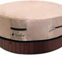 Round Hot Tub Cover Outdoor Waterproof Spa Cover Cap(83''x 20'') 600D Heavy Duty Polyester Hot Tub Cover Protector(Brown)