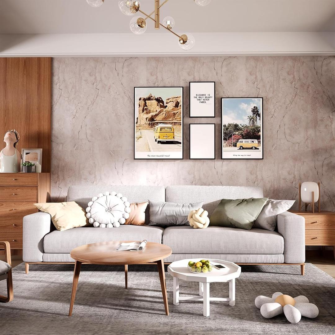 Flake White Marble Peel and Stick Wallpaper 32"157" Granite Beige Contact Paper Limewash Europa Waterproof Self-Adhesive PVC Modern Covering for Living Room Countertop Bedroom Garage