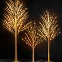 Dazzle Bright 3 Pack Light up Birch Tree, 4FT 96 LED/ 5FT 120 LED/ 6FT 240 LED Pre lit Birch Christmas Tree for Xmas Indoor Outdoor Home Party Garden Decor