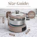 COOK WITH COLOR 3L Glass Mini Low Carb Rice Cooker Holds 2 Cups Raw/Makes 6 Cups Cooked with Auto Lift Filter Basket, Hotpot & Steamer for Rice, Grains, Digital Panel with Keep Warm, Goat/Mink