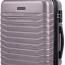 LIGHT FLIGHT Expandable Carry On Luggage 22x14x9 Airline Approved with Double Spinner Wheels, 20 Inch Lightweight Hard Shell Rolling Suitcases with TSA Lock, Rose Purple