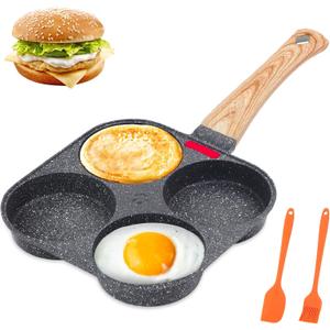 AHFLRITO 4-Cup Egg Pan Nonstick, Healthy Aluminum Omelette Pan, Breakfast Omelette Skillet for Fried Eggs Cooker, Pancakes, Suitable for Gas Stove & Induction Cookware