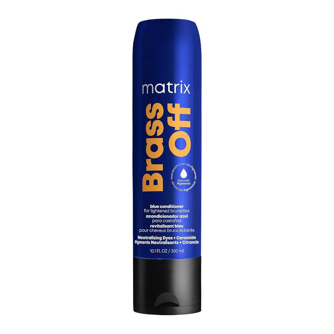 Matrix Brass Off Blue Conditioner - Tones and Removes Brassy Orange Undertones, Pigmented Conditioner For Color-Treated Hair and Lightened Brunettes, Vegan