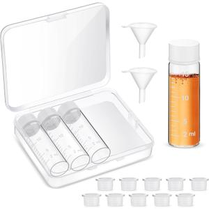 Baderke 4 Pcs Liquid Medicine Travel Container Scale Glass Liquid Containers Small Single Dose Medicine Bottles Dispenser and Leak-proof Plug Travel Essentials Accessories(Clear,15ml)