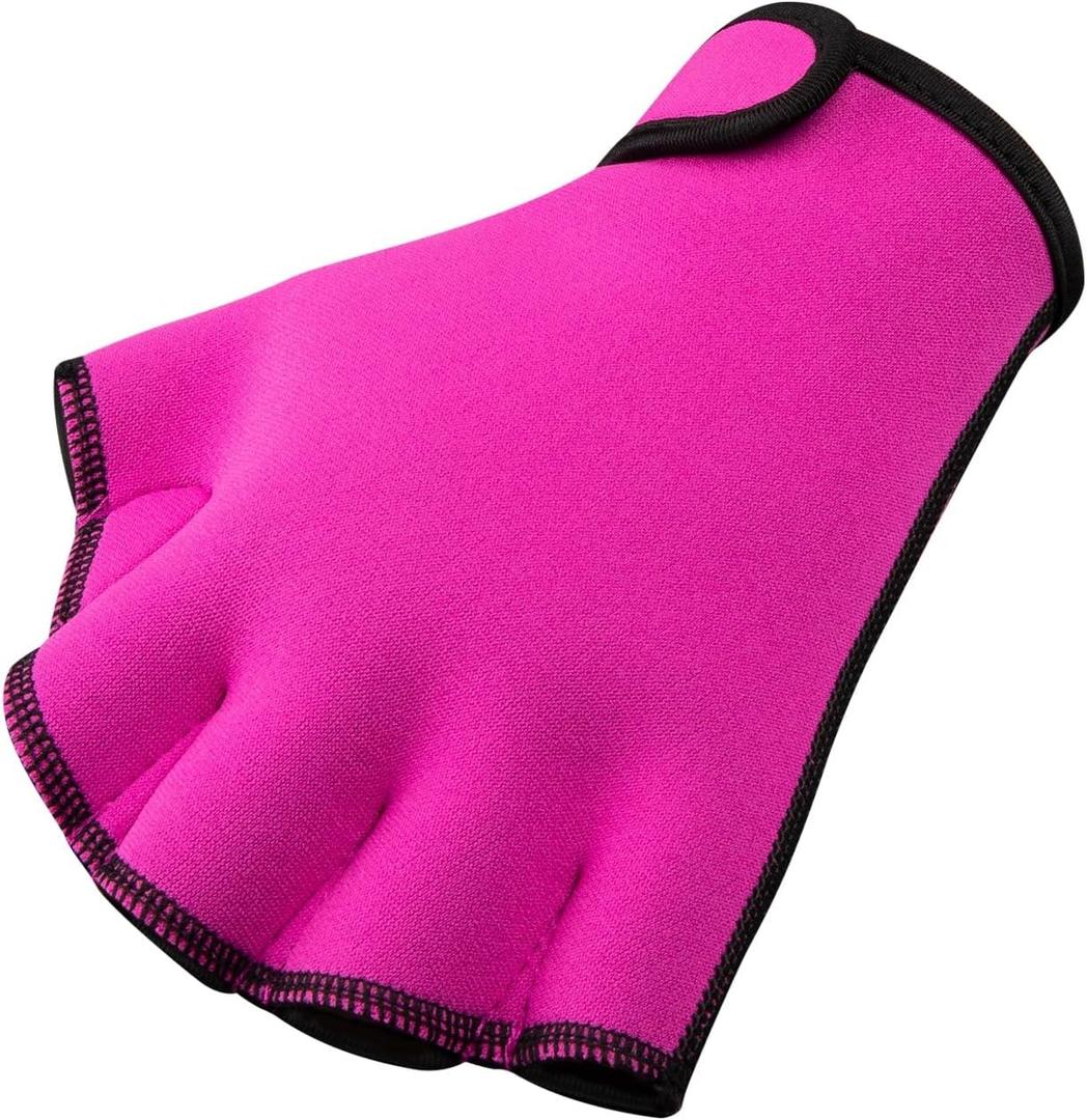 FitsT4 Sports Aqua Gloves Webbed Paddle Swim Gloves Fitness Water Aerobics (Medium, Rose Red)