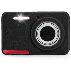 Soft Silicone Camera Case Compatible with Kodak PIXPRO FZ55 Digital Camera, Top Grain Leathr Silicone Cover (Black)