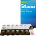 Amazon Basic Care 7-Day AM/PM Pill Organizer, Vitamin Case and Medicine Box with Large Compartments, 2 Times a Day, Black and Clear Lids