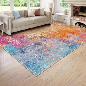 Lahome Modern Abstract Washable 6x9 Area Rugs for Living Room, Colorful Soft Bedroom Rug for Girls Kids Non Slip Stain Resistance, Large Accent Carpet for Kitchen Dining Room Dorm