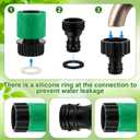 Rossesay 48 Pcs Garden Hose Quick Connector 3/4 Inch Plastic Water Hose Quick Connectors Fittings Male and Female Release Hose Connectors Hose End Adapters with 24 Rubber Gaskets (Grey,Green)
