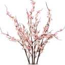 38'' Artificial Cherry Blossom Branches 4PCS Pink Cherry Blossom Branches with Long Stems Faux Silk Flowers for Vase Spring Wedding Home Office Bedroom Party Table Centerpieces Decor (Pink)