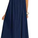 Wenrine Women's Summer Boho Maxi Dresses Spaghetti Straps Chiffon Casual Sundress Beach Vacation Long Dress with Pockets S
