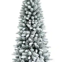6.5ft Snow-Flocked Hinged Artificial Christmas Pencil Tree w/829 Mixed Tips
