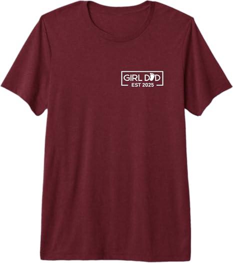 Dad of Girl Est. 2025 Logo Dad Father Daddy Girl to Be 2025 T-Shirt L