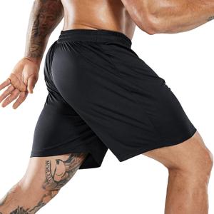 MIER Men's Quick-Dry Athletic/Soccer/Basketball Shorts Without Pockets No Liner Running Workout Training Active Shorts Black, S