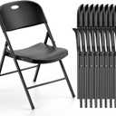 Nazhura 350 Weight Limit Heavy Duty Plastic Folding Chair with Reinforced Steel Frame for Indoor and Outdoor, Wedding, Party, Restaurant, Meeting Room, Patio and Garden (Black, 
6 Pack
)