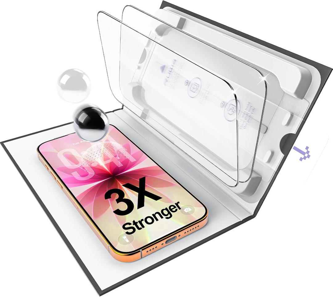 ruwa Screen Protector for iPhone 15/16 6.1-inch [2-Pack] HD Tempered Glass with Bubble&Dust Free Box, 9H Hardness, Anti-Scratch, Case Friendly, Auto Dust-Elimination, Easy Installation