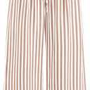 PRETTYGARDEN Women's Pants Elastic Waist Floral Lightweight Palazzo Pants for Women Casual Lounge Wide Leg Pants Woman (Small, Stripe Khaki)