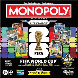 Monopoly Panini Prizm: FIFA World Cup Game I Soccer Board Game with Monopoly Panini Prizm FIFA World Cup 2026 Trading Cards I Ages 8+