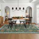 Mushroom Washable 8x10 Rug for Living Room Non Slip 8 x 10 Rug for Bedroom with Rubber Back Soft Low-Pile Stain Resistant Foldable Large Carpet for Office Nursery Dining Room Green