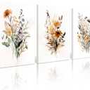 Botanical Wall Art Set of 3 Floral Wall Decor Prints Vintage Canvas Wall Art Wildflower Watercolor Pictures Farmhouse Artwork Floral Modern Painting for Bathroom Bedroom 16x24 Inch UnFramed