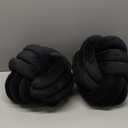 Namalu 2 Pcs Soft Knot Pillow Ball, Decorative Round Throw Knotted Pillows Cushion, Handmade Stuffed Ball Pillows for Bedroom Sofa Couch Home Decor(10.6 Inches,Black)