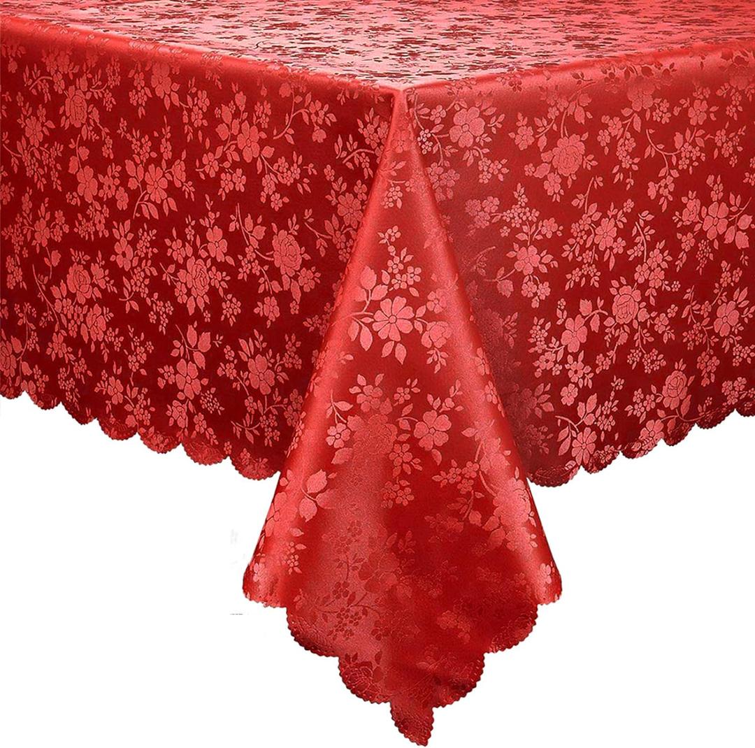 Smiry Rectangle Table Cloth, Waterproof Heavy Duty Vinyl Tablecloths, Wipeable Washable Table Cover for Kitchen and Dining Room (Red, 60" X 84") (60x84 Inch, Red)
