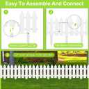 PLULON 24 Pieces Garden Fence with 24 Pieces Fence Insert White Plastic Fence Garden Picket Fence Edgings Lawn Flowerbeds Plant Borders Decorative Garden Yard