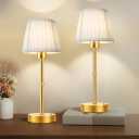 FRIDEKO HOME Portables Cordless Table Lamp Set of 2, Wireless Rechargeable Battery Fabric Shade Desk Lamp, Powered Lighting Dimmable Light for Dining Room Bedroom Bedside Bar Night Light