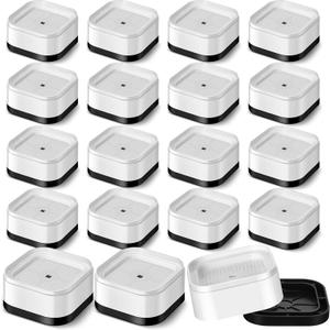 Ecally 16 Pack Furniture Risers Adjustable Bed Risers Desk Leg Risers 1.38" Stackable Heavy Duty Bed Lifts Risers Square Bed Raising Blocks for Mattress Table Leg Desk Chair Couch Sofa Dorm (White)