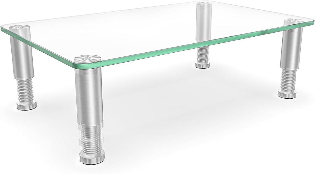 Hemudu Clear Computer Monitor Stand Riser with Height Adjustable Multi Media Desktop Stand for Flat Screen LCD LED, Laptop/Notebook/Xbox One,HD01T-002