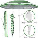 BANZ Cabana Beach Umbrella UPF 50 - UV Protection Foil-Lined Portable Outdoor Umbrella for Sand with Screw-in Base & Tilt Pole - Lightweight Beach Shade & Patio Umbrella with Bag, 66 inches x 78 inches