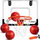 Mini Basketball Hoop Over The Door - Wall Mounted Basketball Hoop Set with Complete Accessories - Basketball Toys Gifts for 6 7 8 9 10 11 12 Year Old Boys