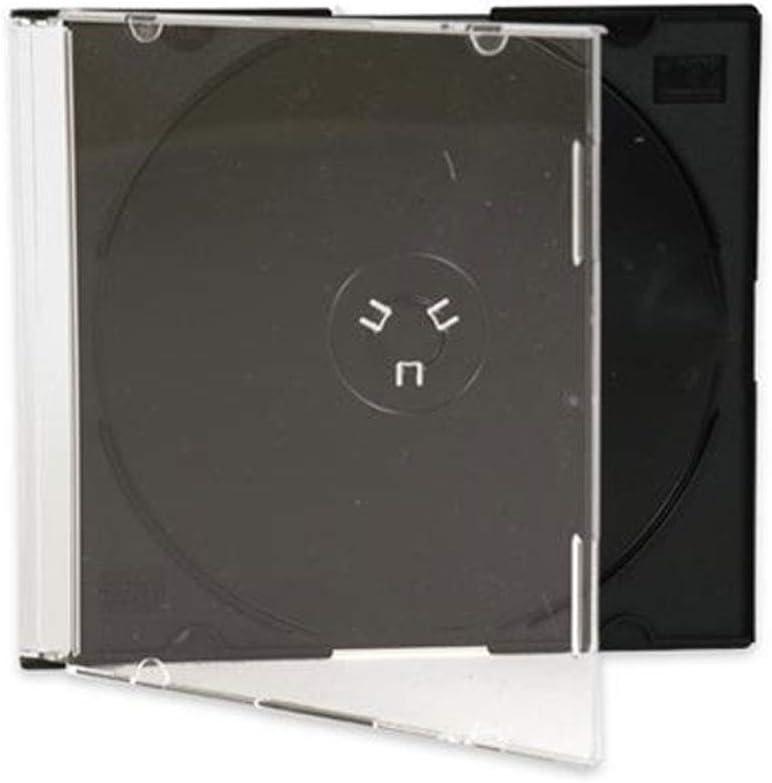 Maxtek Ultra Thin 5.2mm Slim Clear CD Jewel Case with Built in Black Tray, 100 Pack