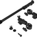 Motorcycle Bike Handlebar Double clamp Mount Invisible Selfie Stick Super Camera Clamp 360Rotating Extendable Ballhead Magic Arm 60'' for Insta360 ONE X3 X2 X RS R Go 2 3 Action Camera, Black