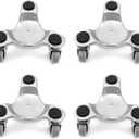 QWORK 4 Pcs 6-Inch Steel Tri-Dolly Set, 200 lbs Capacity  3-Wheel Base for Furniture, Tools & Indoor Moving (Silver)