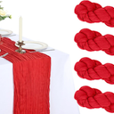 LuxeLouise 4 Pack Red Cheesecloth Table Runner 35x120 Inch Cheese Cloth Table Runner 10ft Chiffon Gauze Table Runners for Table Decor Birthday Party Baby Shower and Bridal Shower Decorations