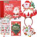 Christmas Bracelets Set for Women & Teens Christmas Gifts Headbands Stickers Glasses Gift Bag Card Perfect Xmas Party Jewelry Gift Xmas Sock Filler