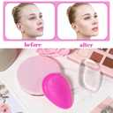2Pcs Silicone Makeup Sponge, Reusable Jelly Makeup Applicator Non-Absorbent Silicone Powder Puff Washable Cosmetic Applicator for Foundation, Concealer, Cream, Blush, Highlighter (Pink Clear)
