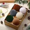 6 Pcs Christmas Velvet Balls 4 Inch Large Flocked Christmas Hanging Ornaments Mixed Color Handmade Velvet Balls Xmas Tree Ornaments Xmas Tree Bulbs for Wedding Anniversary Party