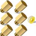 1/8 Inch Male x 1/4'' Female NPT Brass Pipe Fitting Reducer Adapters, Water Line Adapter, Stop Valve, Brass Pipe Extension Connectors for Kitchen Bathroom, 6PCS (1/8" Male x 1/4" Female)